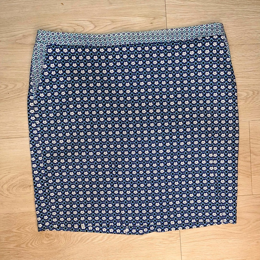 Dalia Collection Navy and White Geometric Pencil‎ Skirt Size 12